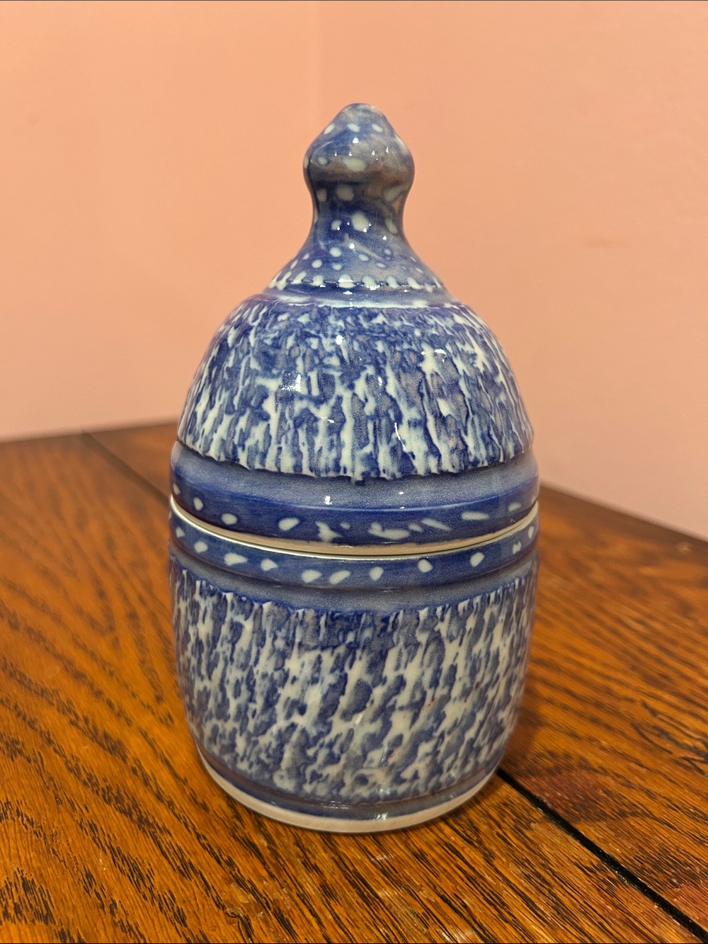 Blue Ceramic Decorative Jar with Lid - Home Art